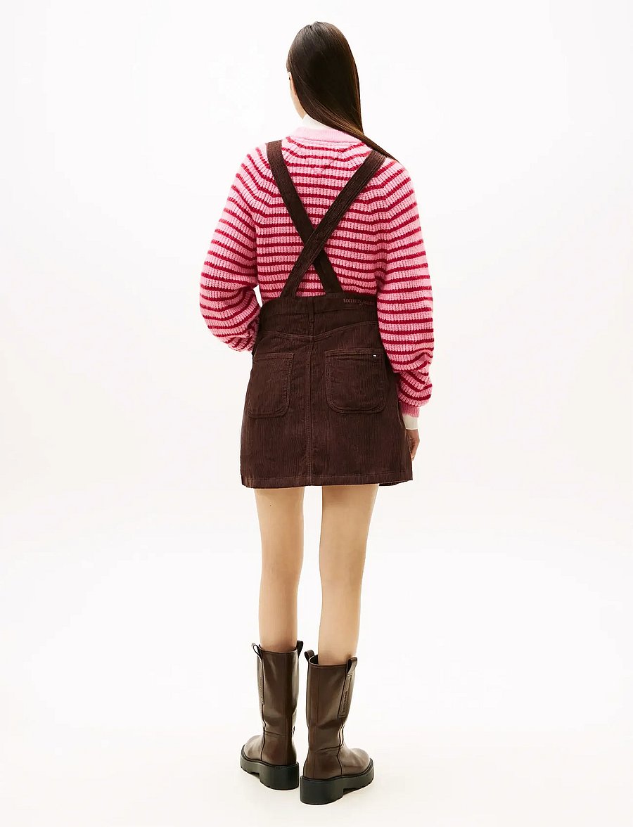 Tommy Jeans - TJW SCRIPT CORD DUNGAREES DRESS - kurze kleider - rich brown - 4