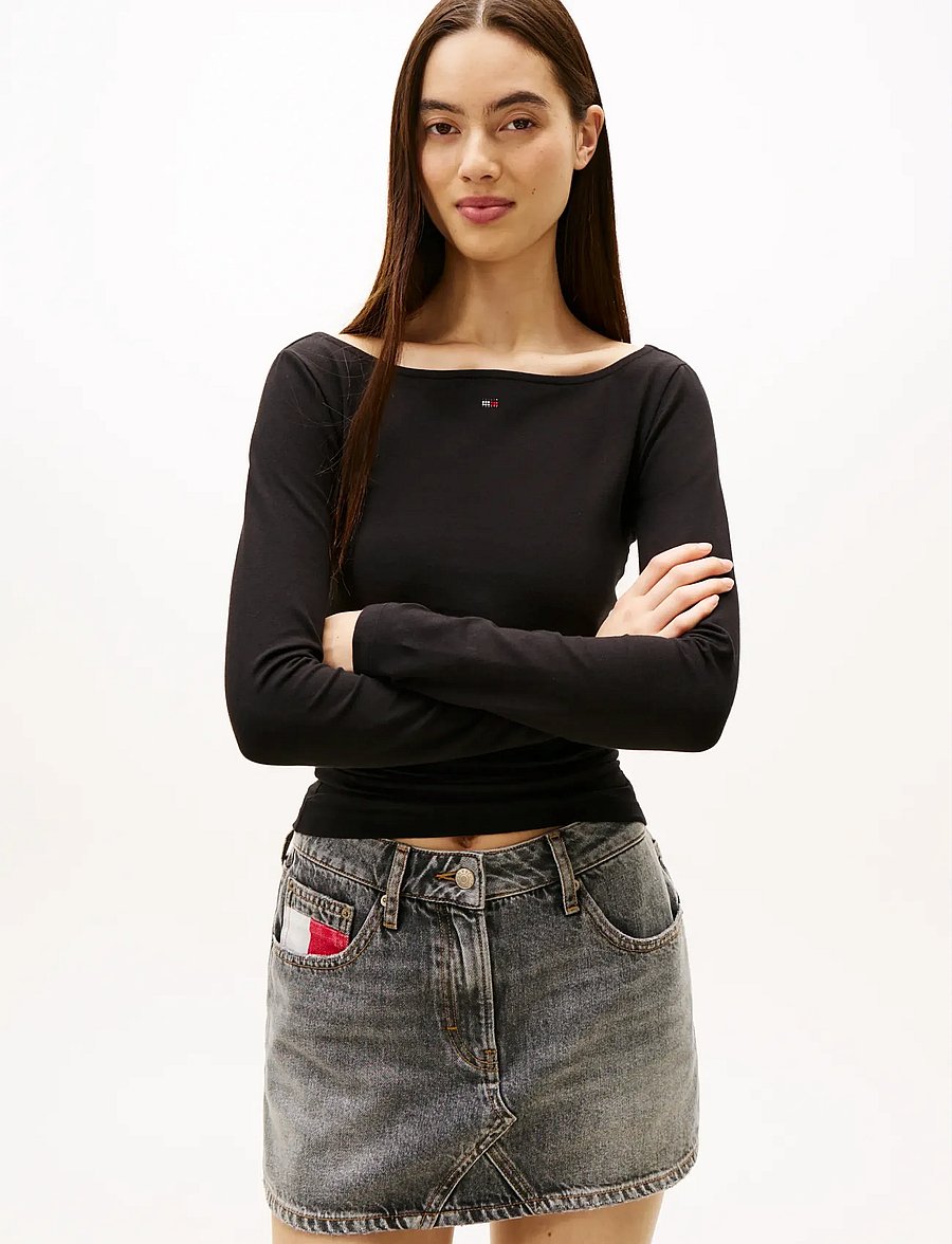 Tommy Jeans - TJW SLIM S FLAG BLING LS TOP - palaidinukės ilgomis rankovėmis - black - 0
