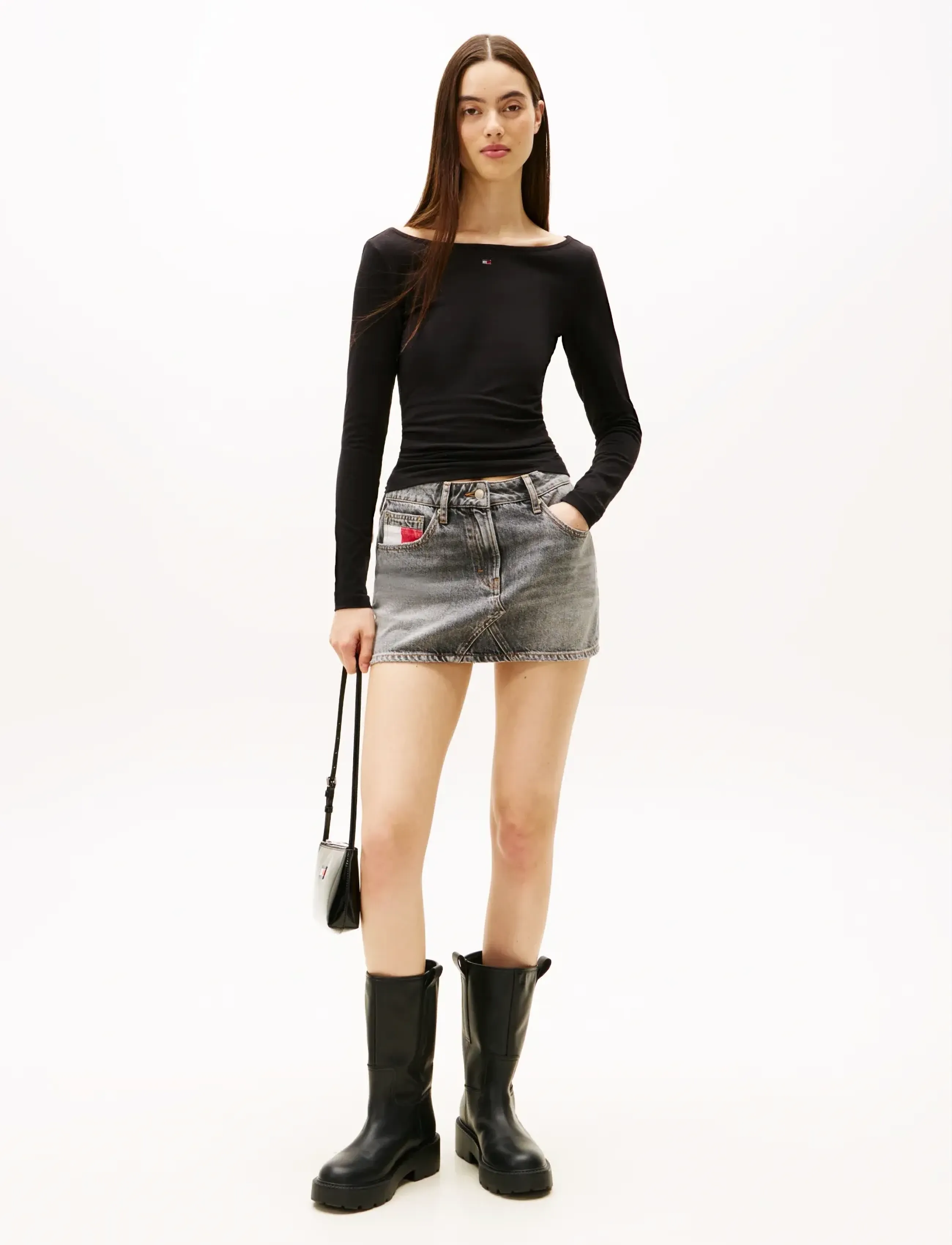 Tommy Jeans - TJW SLIM S FLAG BLING LS TOP - langærmede toppe - black - 2