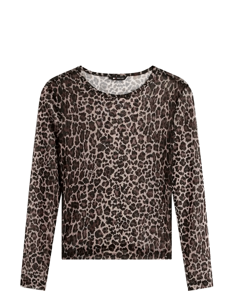 Tommy Jeans - TJW SLIM AOP MESH LS TOP EXT - langärmlige tops - leopard aop - 1