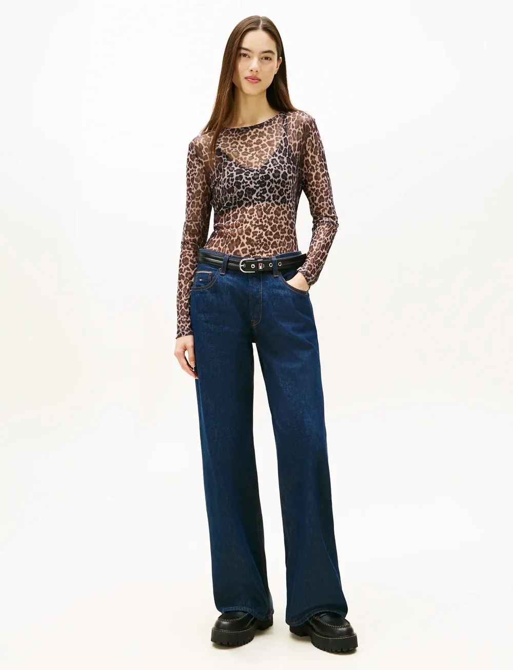 Tommy Jeans - TJW SLIM AOP MESH LS TOP EXT - langærmede toppe - leopard aop - 3