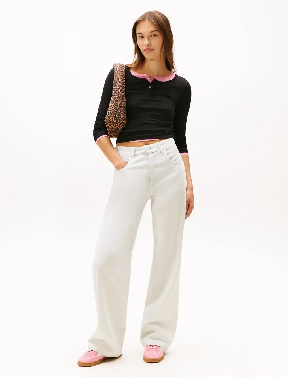 Tommy Jeans - TJW SLIM SH IRREGULAR RIB LS - långärmade toppar - black - 2