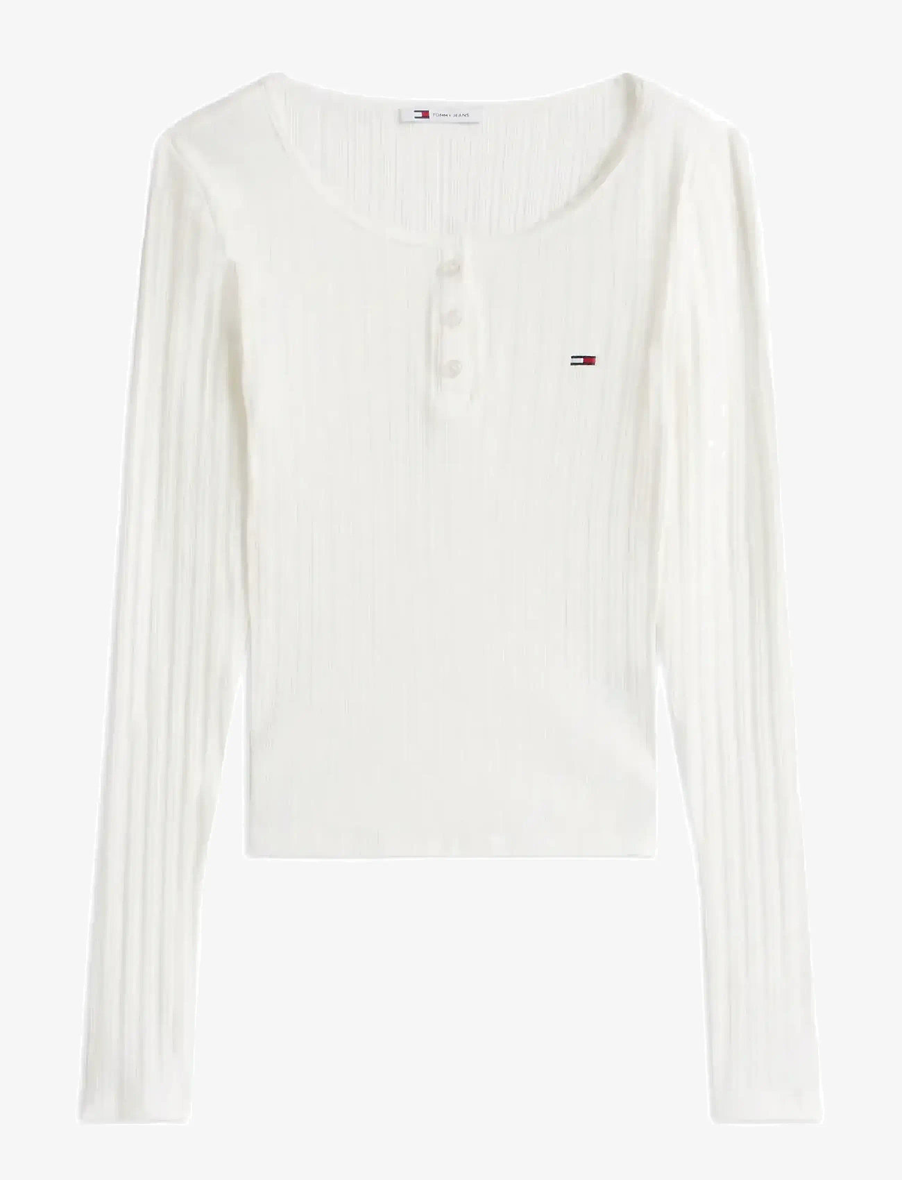 Tommy Jeans - TJW SLIM SH IRREGULAR RIB LS - langärmlige tops - ecru - 1