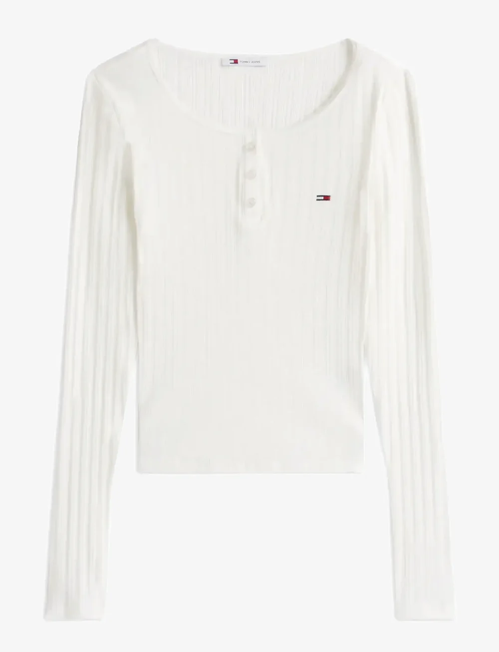 Tommy Jeans - TJW SLIM SH IRREGULAR RIB LS - pikkade varrukatega alussärgid - ecru - 1