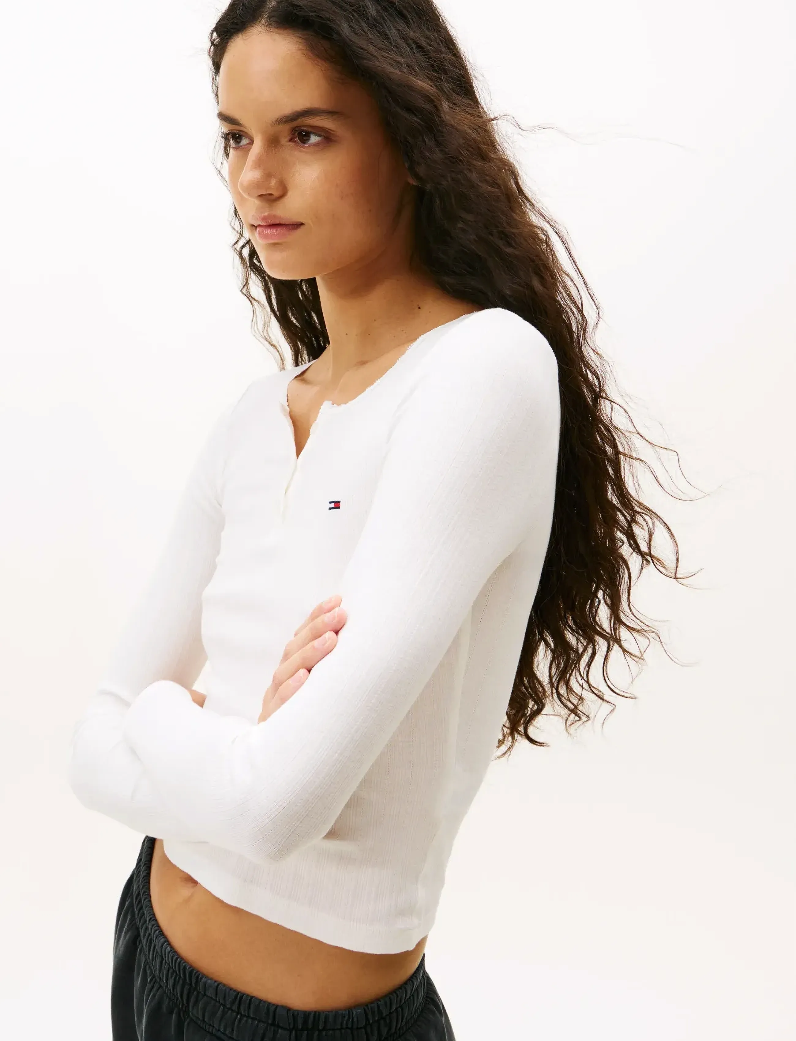 Tommy Jeans - TJW SLIM SH IRREGULAR RIB LS - ecru - 4