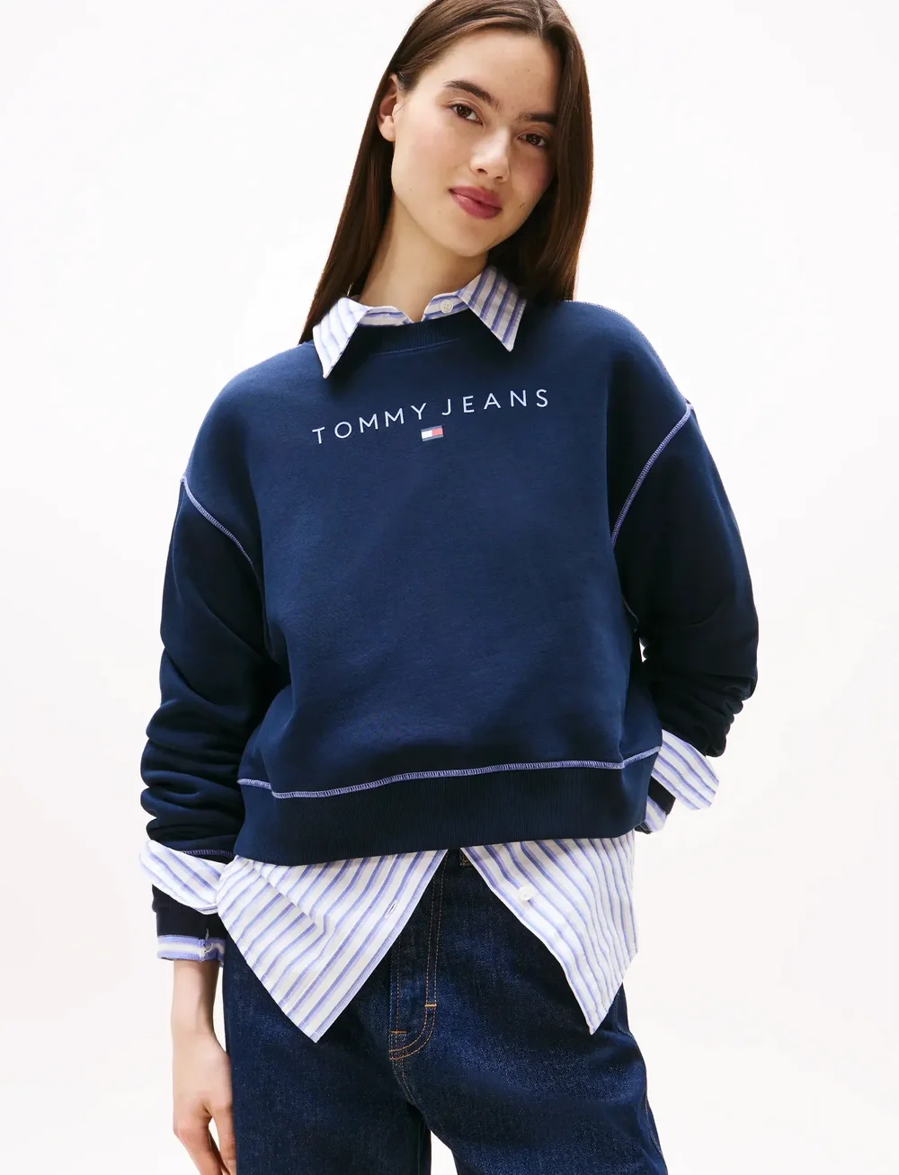 Tommy Jeans - TJW RLX CRP STITCH LINEAR CREW - hverdags stil - dark night navy - 0