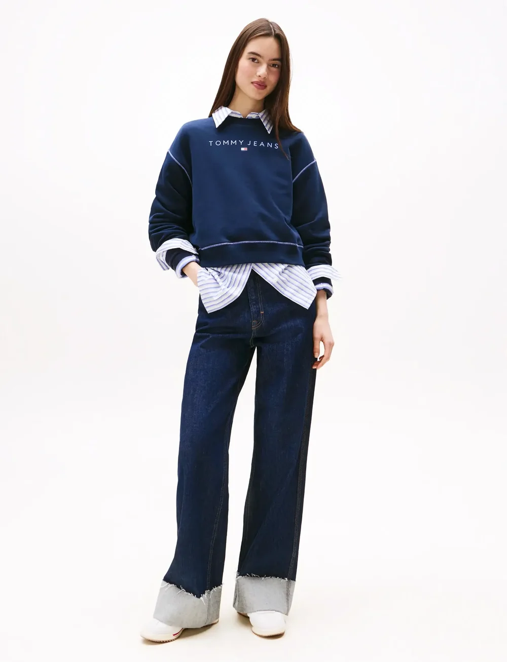 Tommy Jeans - TJW RLX CRP STITCH LINEAR CREW - hverdags stil - dark night navy - 2