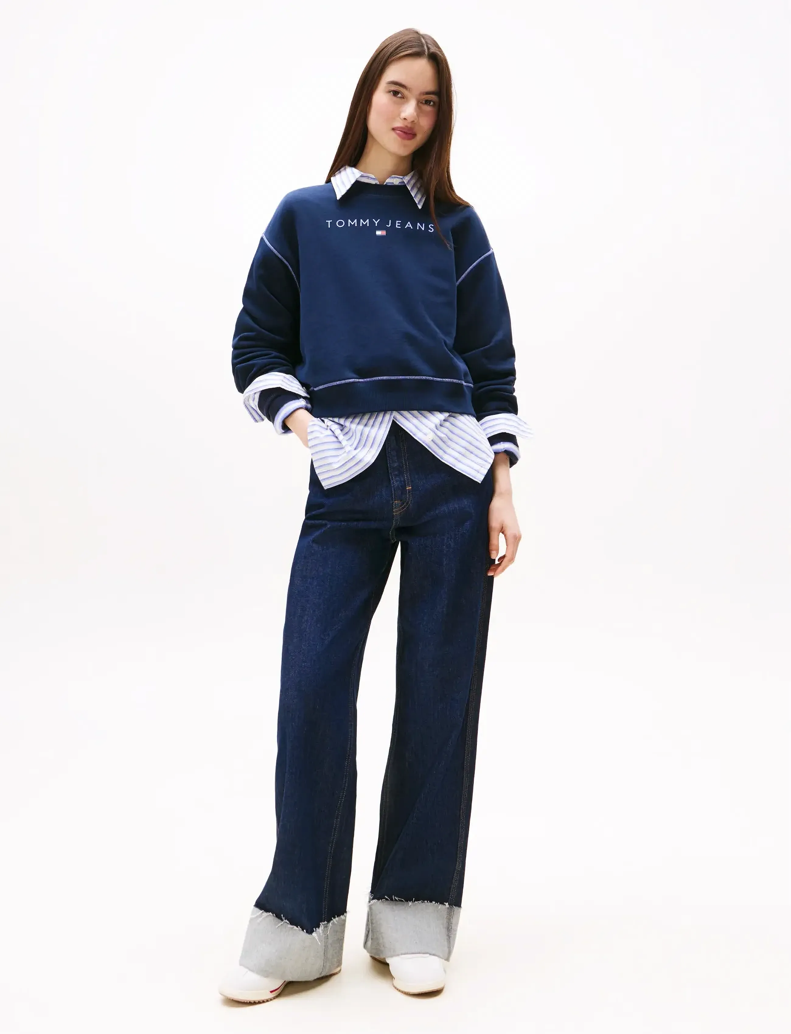 Tommy Jeans - TJW RLX CRP STITCH LINEAR CREW - everyday style - dark night navy - 2