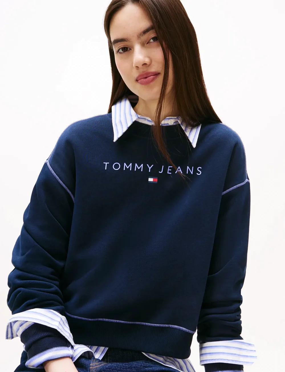 Tommy Jeans - TJW RLX CRP STITCH LINEAR CREW - hverdags stil - dark night navy - 4