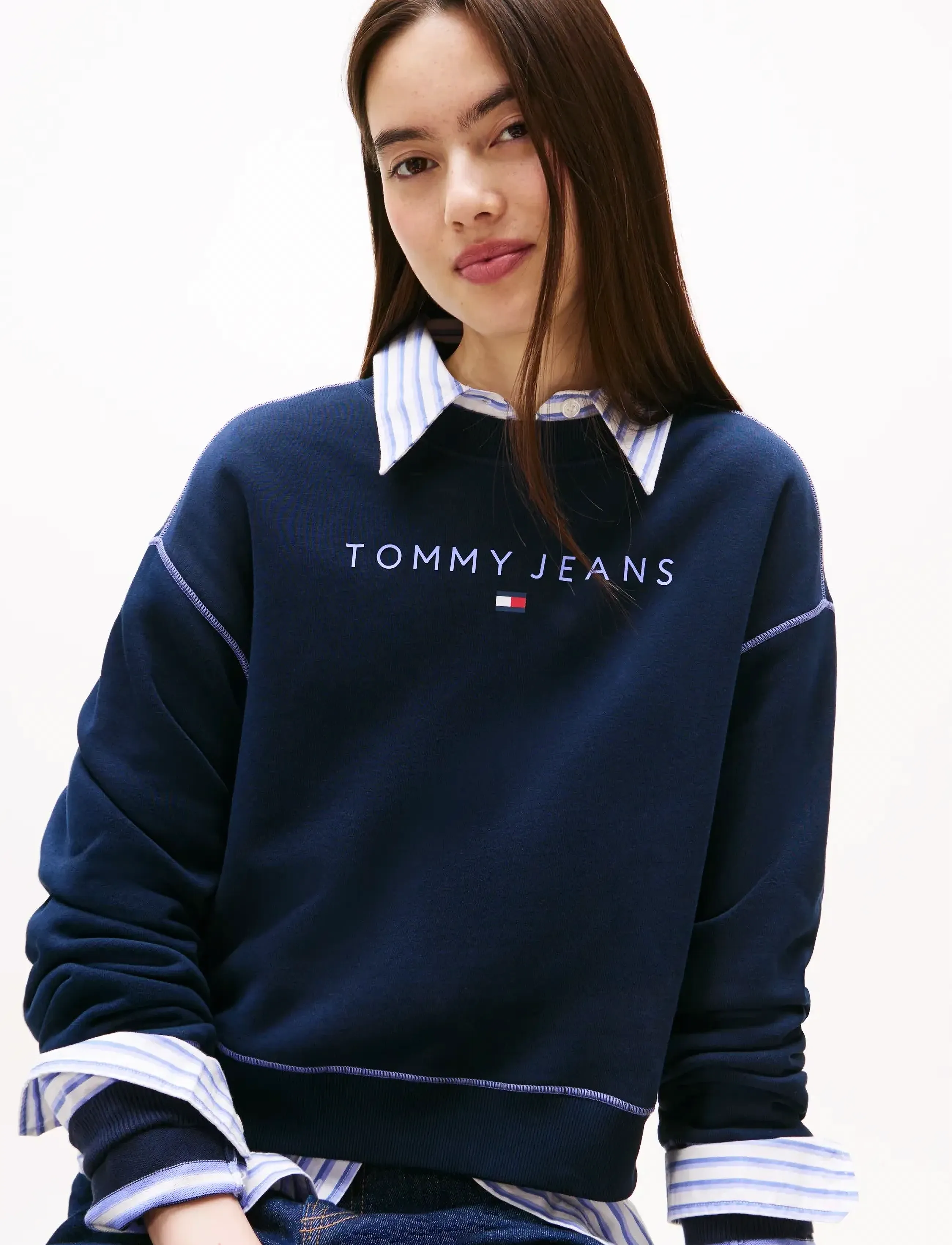Tommy Jeans - TJW RLX CRP STITCH LINEAR CREW - everyday style - dark night navy - 4