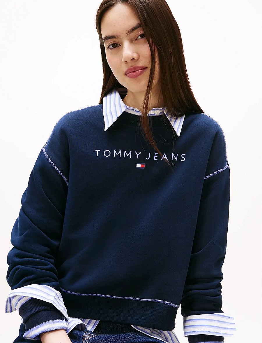 Tommy Jeans - TJW RLX CRP STITCH LINEAR CREW - sweatshirts - dark night navy - 4