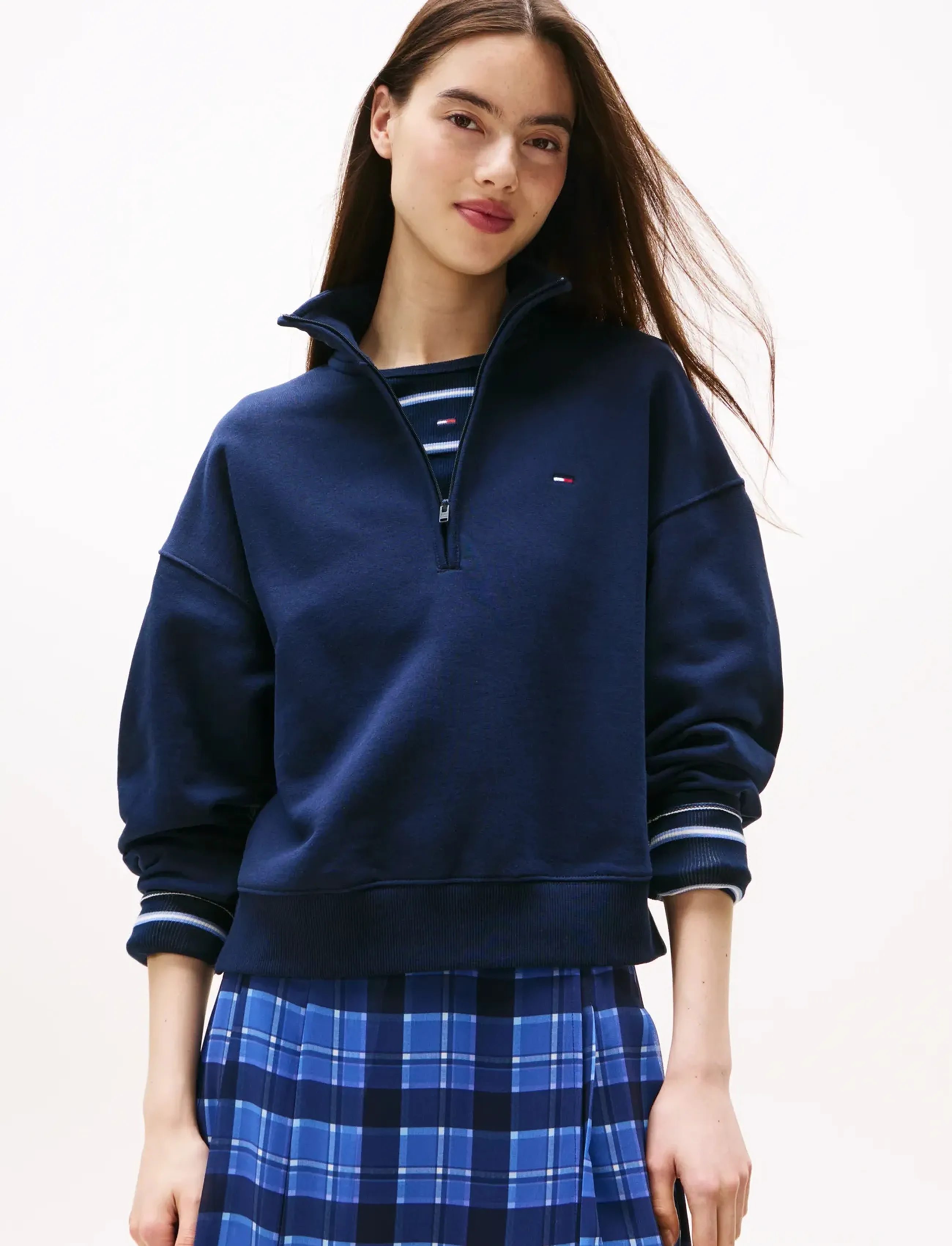 Tommy Jeans TJW BXY S-FLAG 1/4 ZIP - Kleidung - DARK NIGHT NAVY / navy