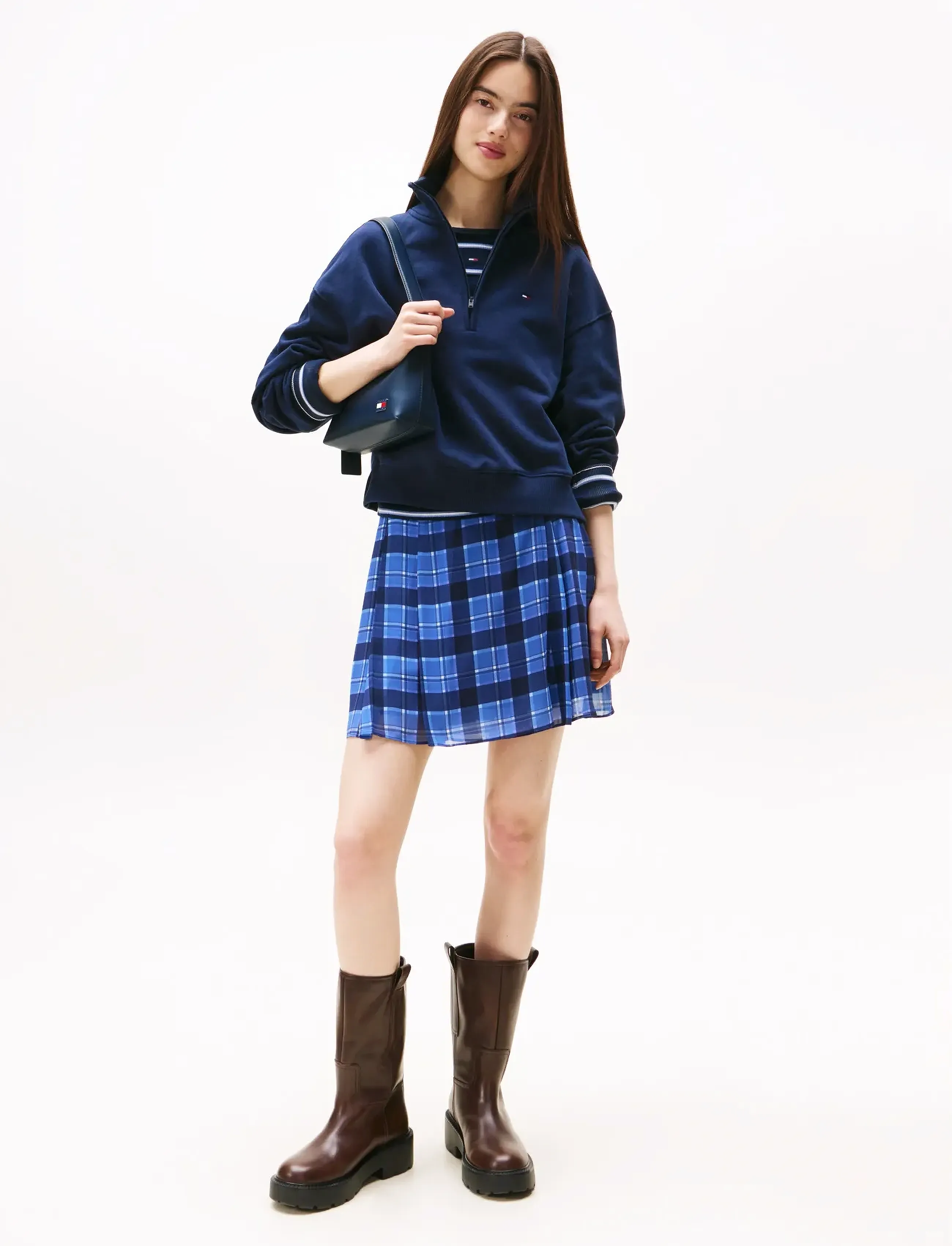Tommy Jeans - TJW BXY S-FLAG 1/4 ZIP - colleget - dark night navy - 2