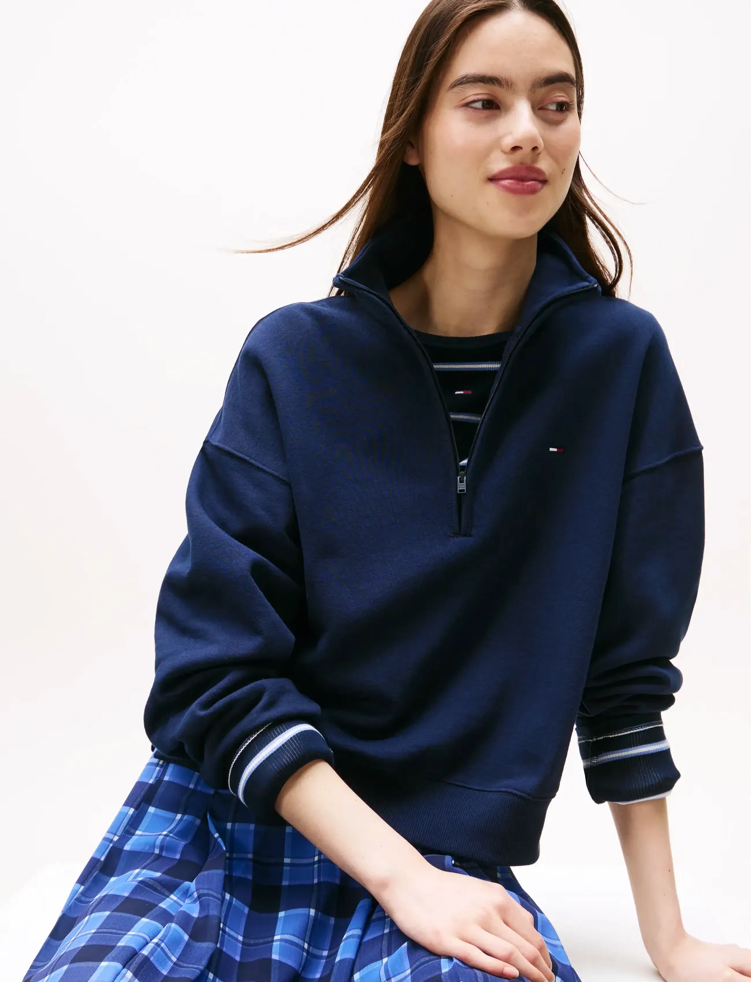 Tommy Jeans - TJW BXY S-FLAG 1/4 ZIP - colleget - dark night navy - 4