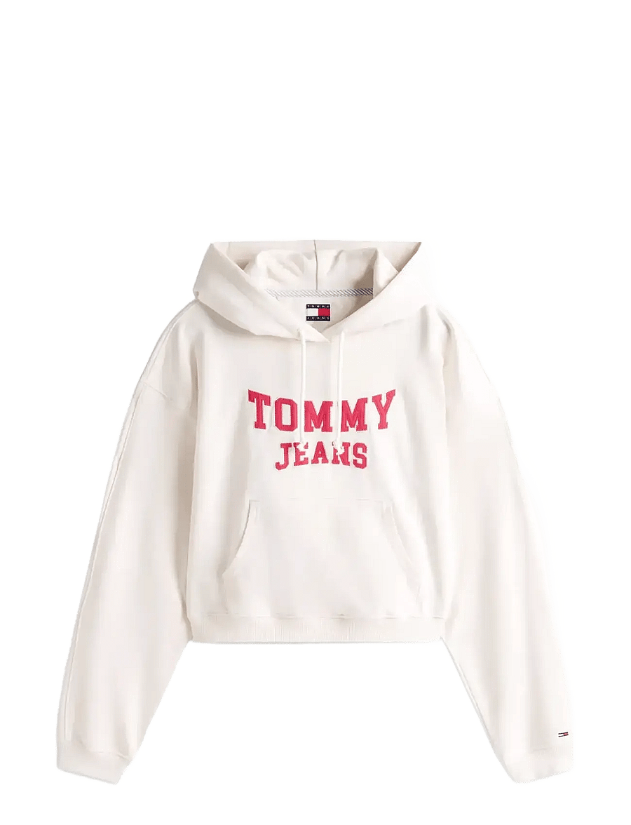 Tommy Jeans - TJW BXY CRP VARSITY HOODIE - kapuutsiga pusad - ancient white - 1