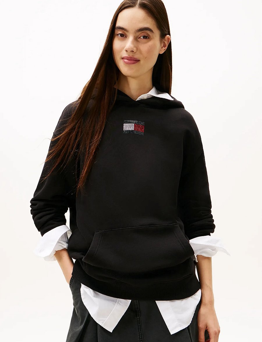 Tommy Jeans - TJW RLX PARTY FLAG HOODIE EXT - kapuzenpullover - black - 0