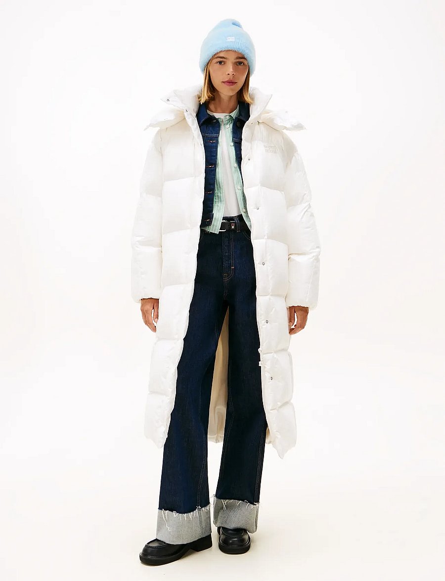 Tommy Jeans - TJW ALASKA GRID SHNY OVS DWN PFR - vinterjakker - ancient white - 0