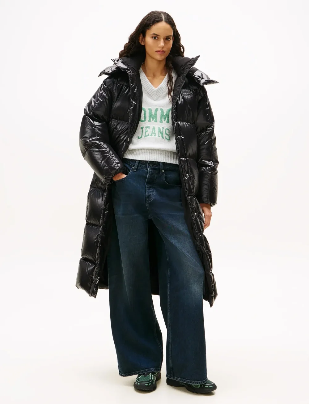 Tommy Jeans - TJW ALASKA GRID SHNY OVS DWN PFR - daunenmantel - black - 0