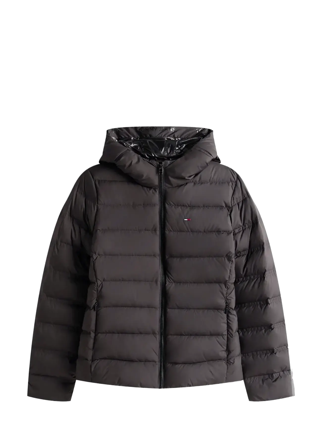 Tommy Jeans TJW SLIM HOOD PRNT DOWN JCKT EXT - Tommy Jeans - BLACK / black