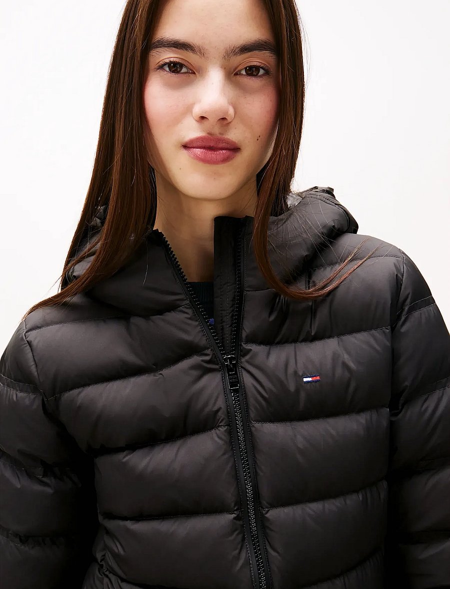 Tommy Jeans - TJW SLIM HOOD PRNT DOWN JCKT EXT - winter jackets - black - 4