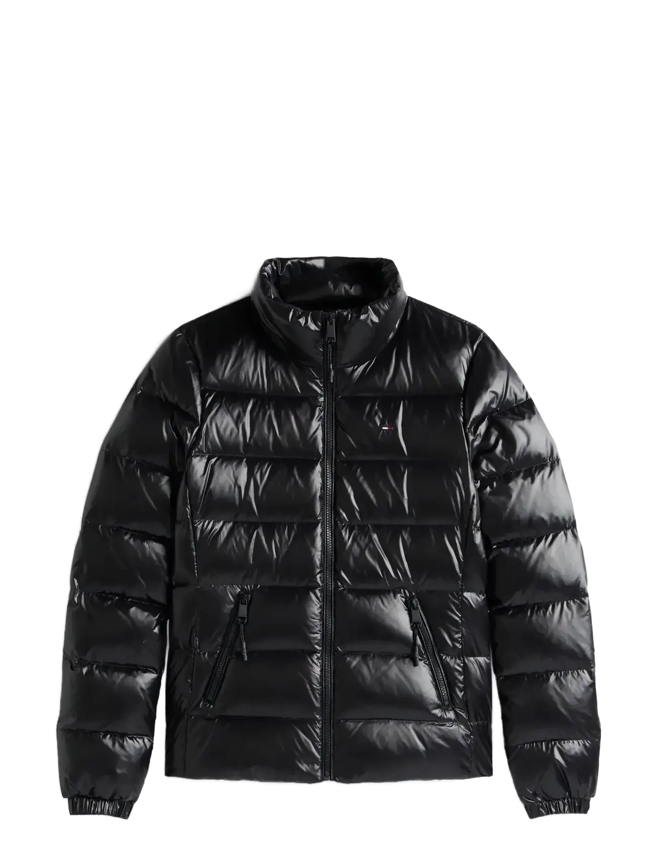 Tommy Jeans TJW SLIM ZIP PRINT DOWN JACKET - Sulejoped ja voodriga joped - BLACK / black