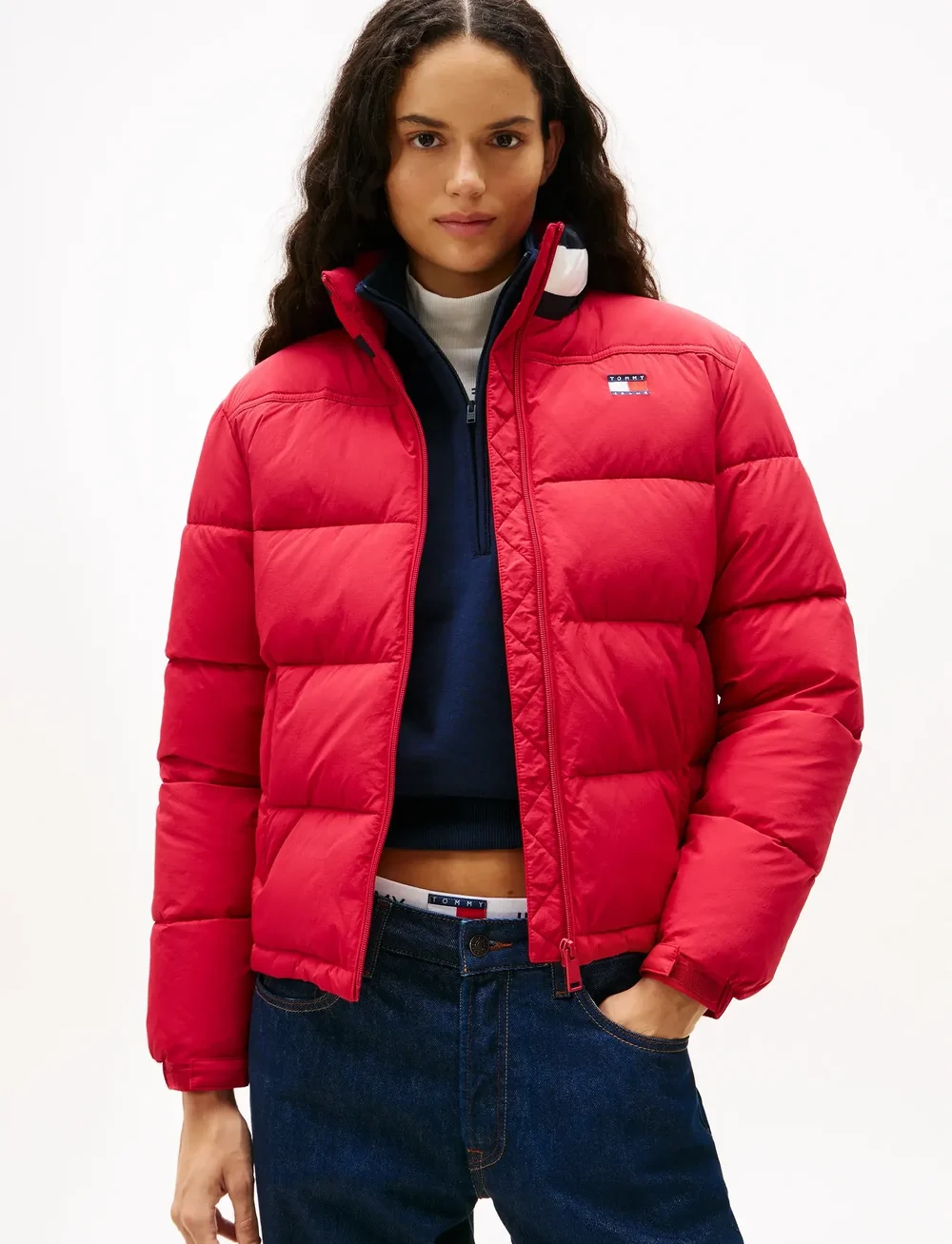 Tommy Jeans - TJW ESS PUFFER FLAG JACKET EXT - dunjackor - ruby rhubarb - 0