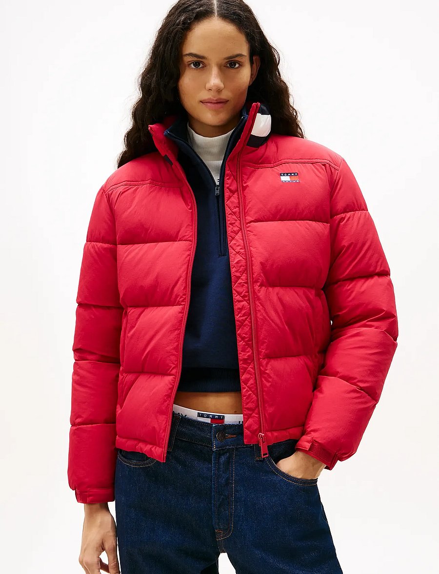Tommy Jeans - TJW ESS PUFFER FLAG JACKET EXT - talvejoped - ruby rhubarb - 0
