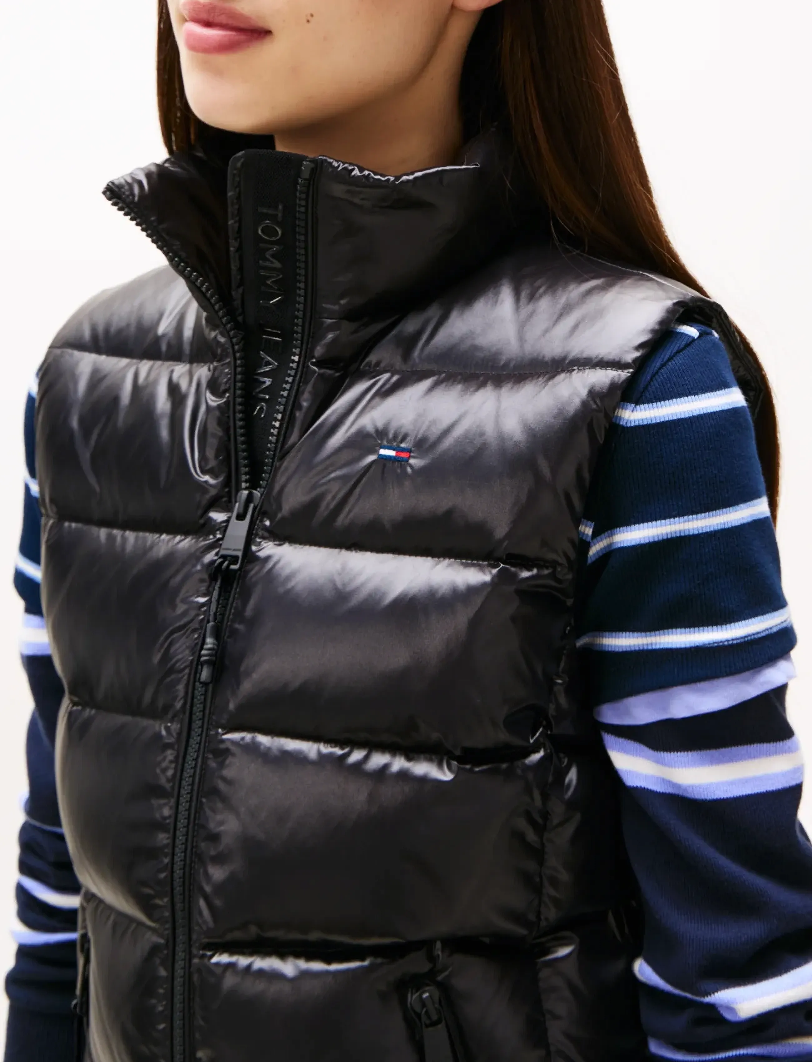 Tommy Jeans - TJW SLIM ZIP PRINT DOWN VEST - lentejassen - black - 4