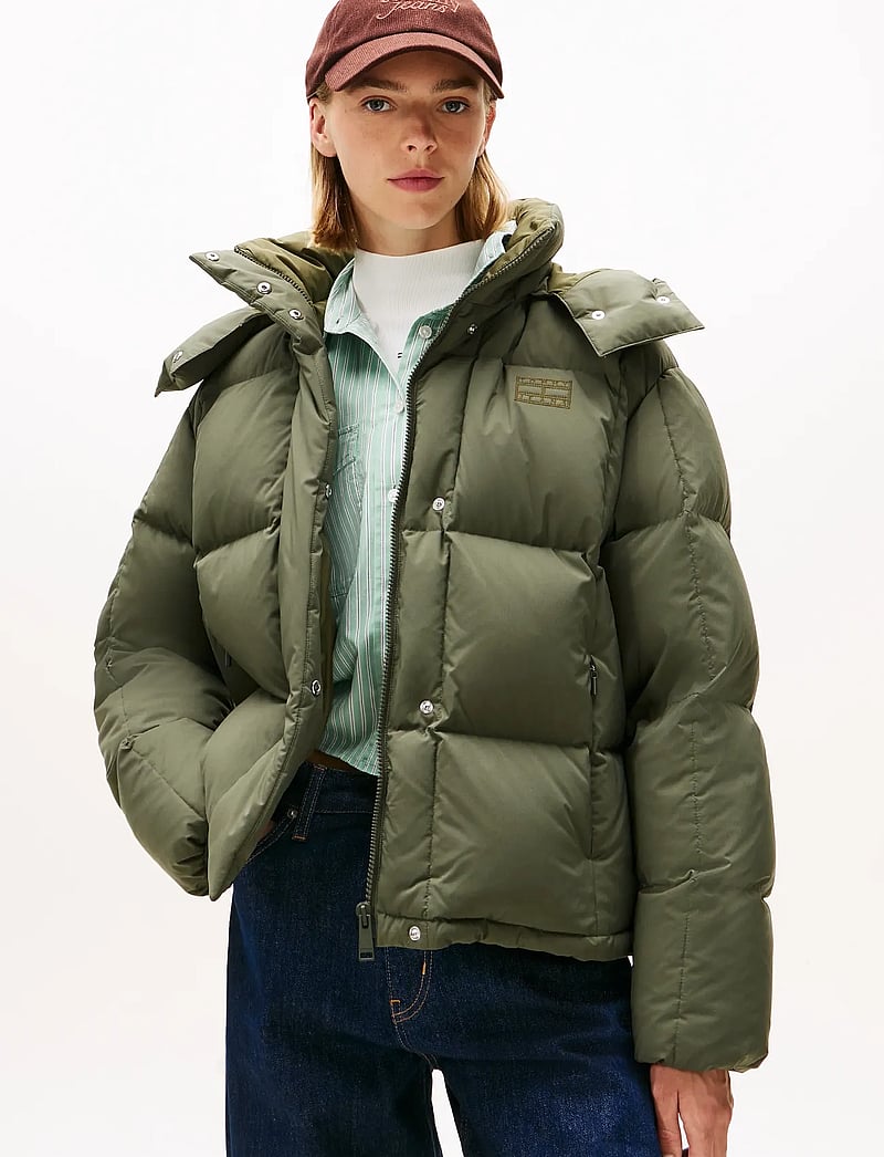 Tommy Jeans - TJW ALASKA GRID DOWN JACKET EXT - sulejoped ja voodriga joped - pewter green - 0