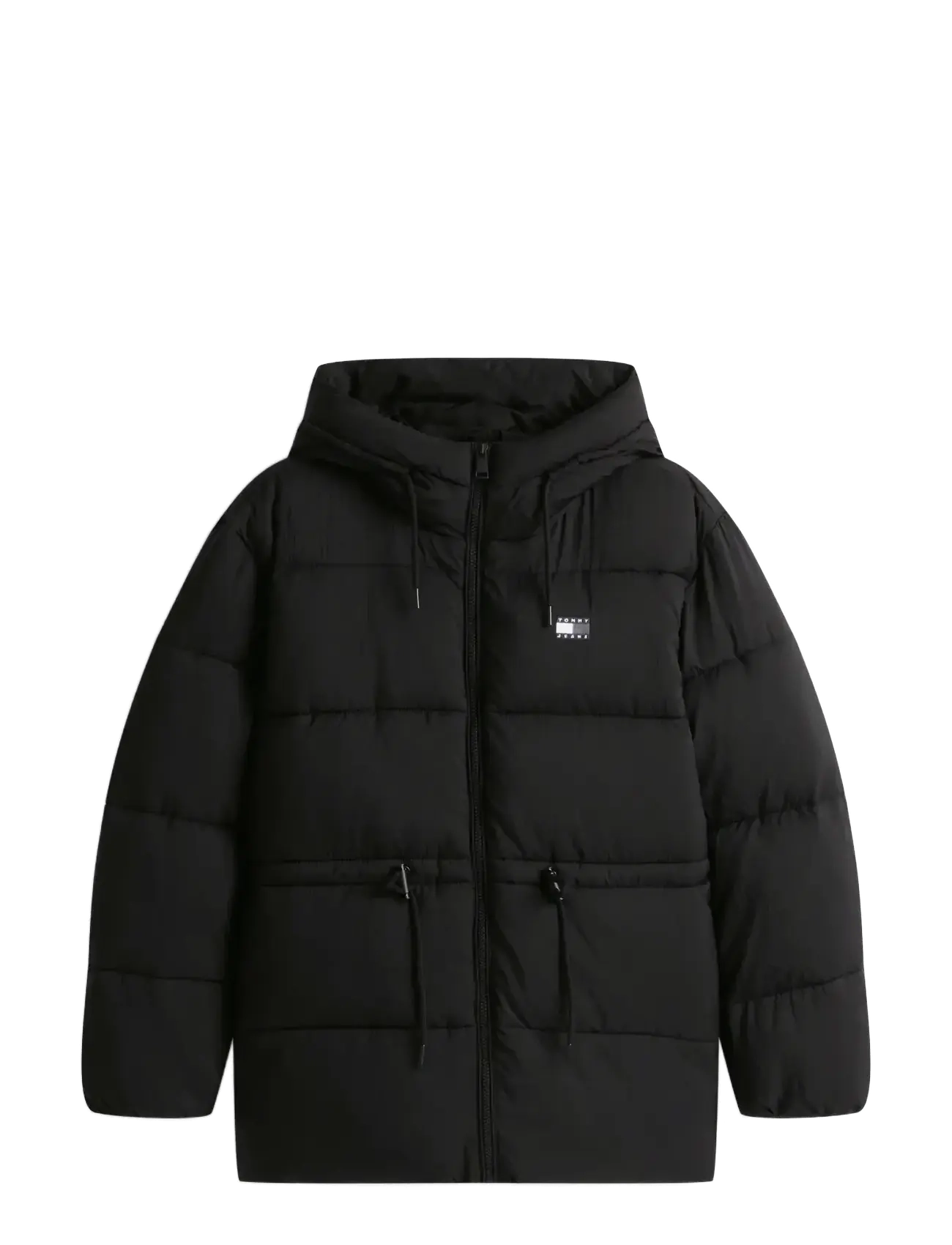 Tommy Jeans TJW HOODED MIDI PUFFER JACKET - Tommy Hilfiger - BLACK / black