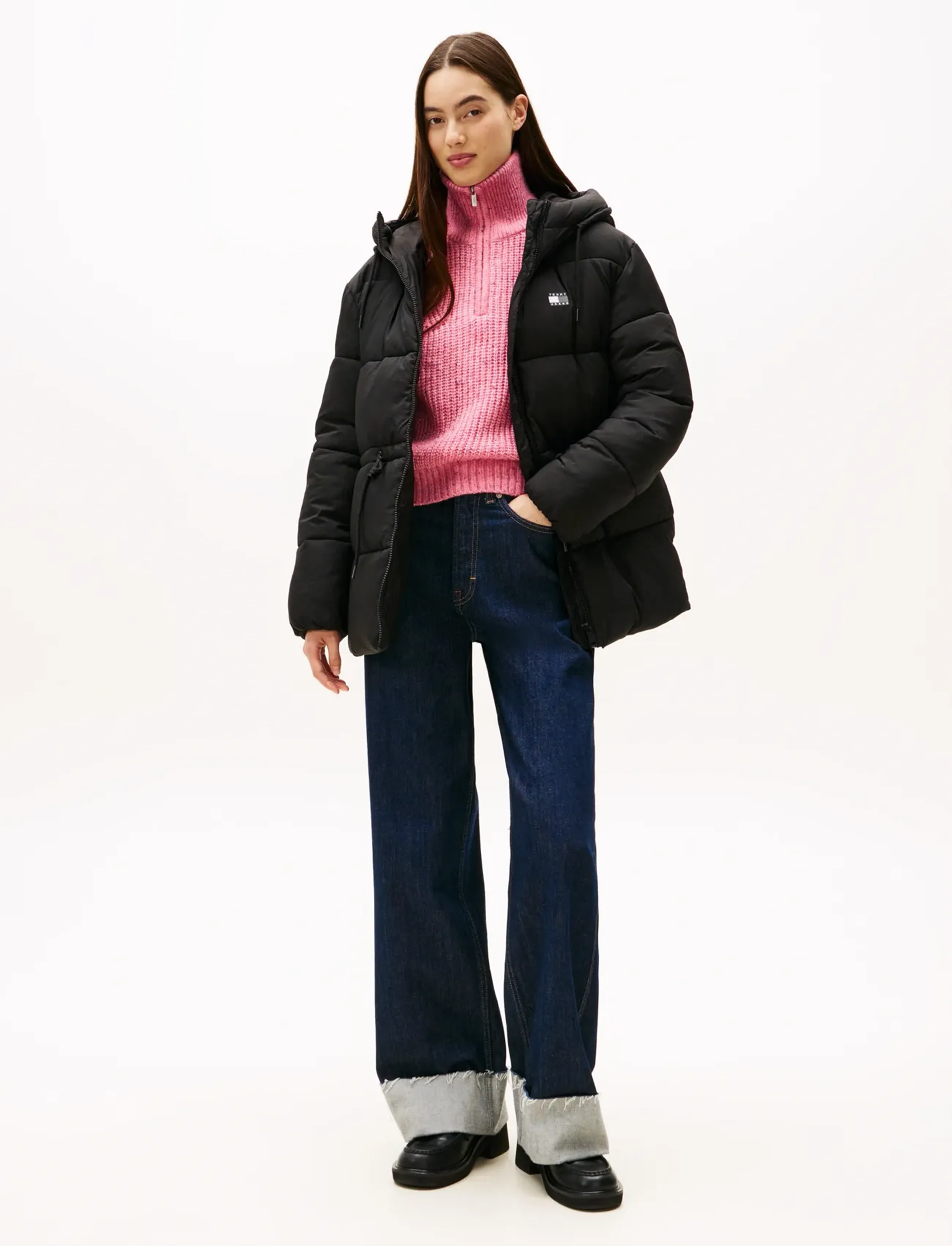 Tommy Jeans - TJW HOODED MIDI PUFFER JACKET - kurtki zimowe - black - 2