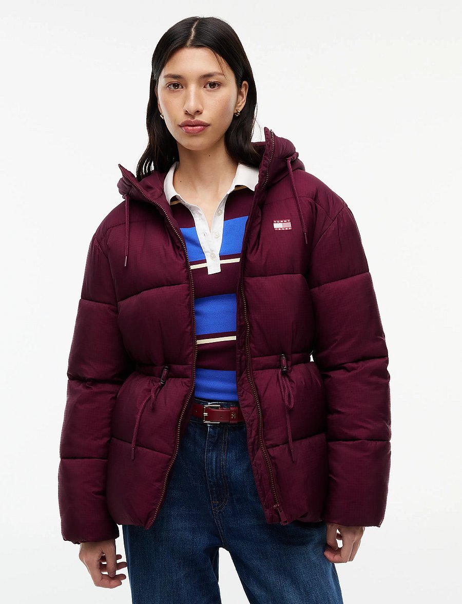 Tommy Jeans - TJW HOODED MIDI PUFFER JACKET - winterjacken - calypso berry - 0