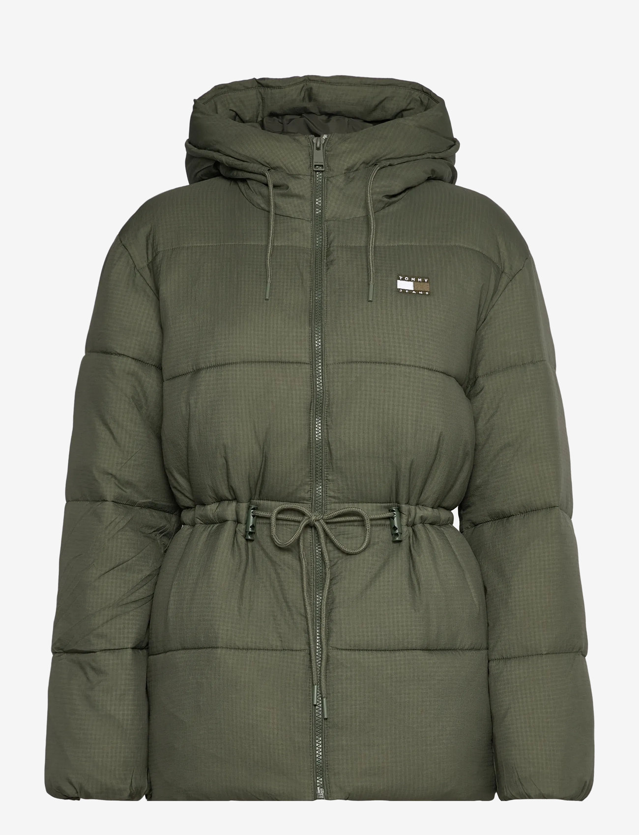 Tommy Jeans - TJW HOODED MIDI PUFFER JACKET - sulejoped ja voodriga joped - pewter green - 1