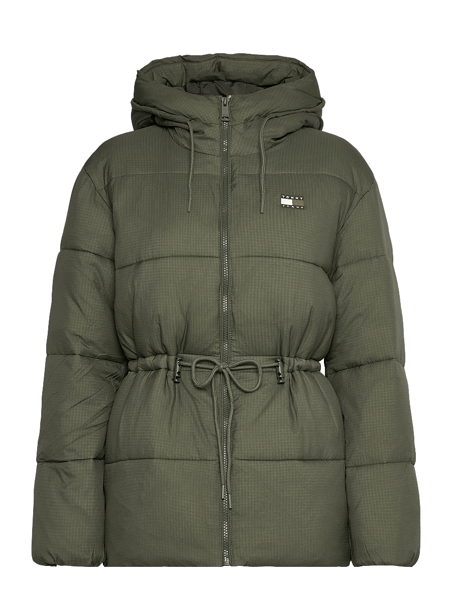 Tommy Jeans - TJW HOODED MIDI PUFFER JACKET - talvejoped - pewter green - 1