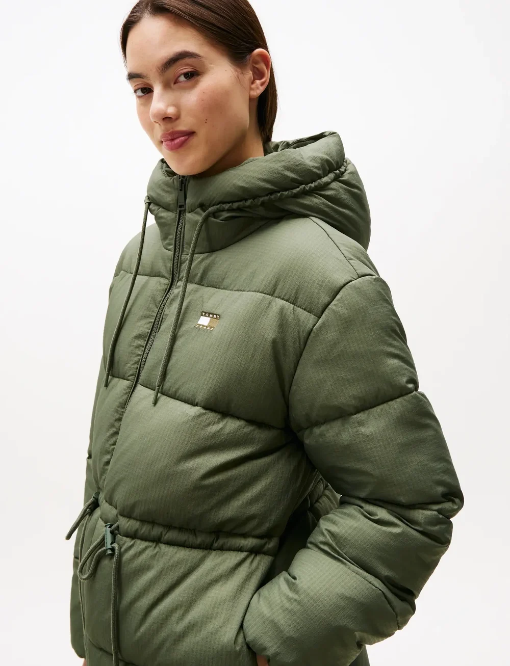Tommy Jeans - TJW HOODED MIDI PUFFER JACKET - dunjakker - pewter green - 3