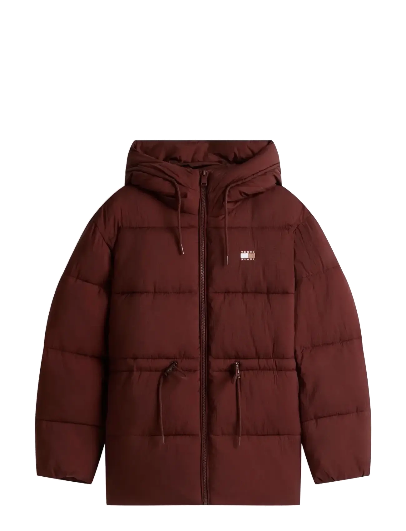 Tommy Jeans TJW HOODED MIDI PUFFER JACKET - Tommy Hilfiger - RICH BROWN / burgundy