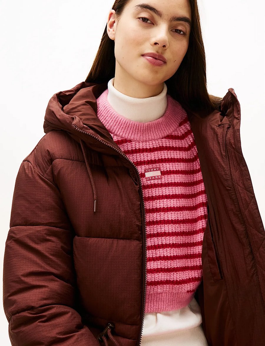 Tommy Jeans - TJW HOODED MIDI PUFFER JACKET - vinterjakker - rich brown - 4