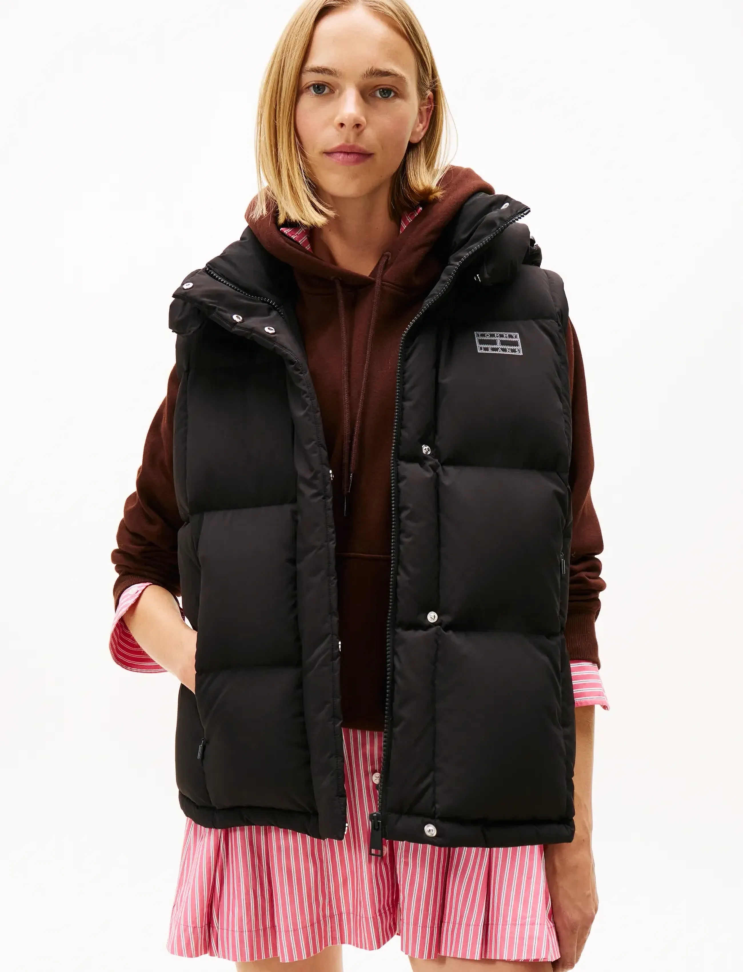 Tommy Jeans Tjw Alaska Grid Down Vest, M, Black, Veste > Vatterede Veste, Dame