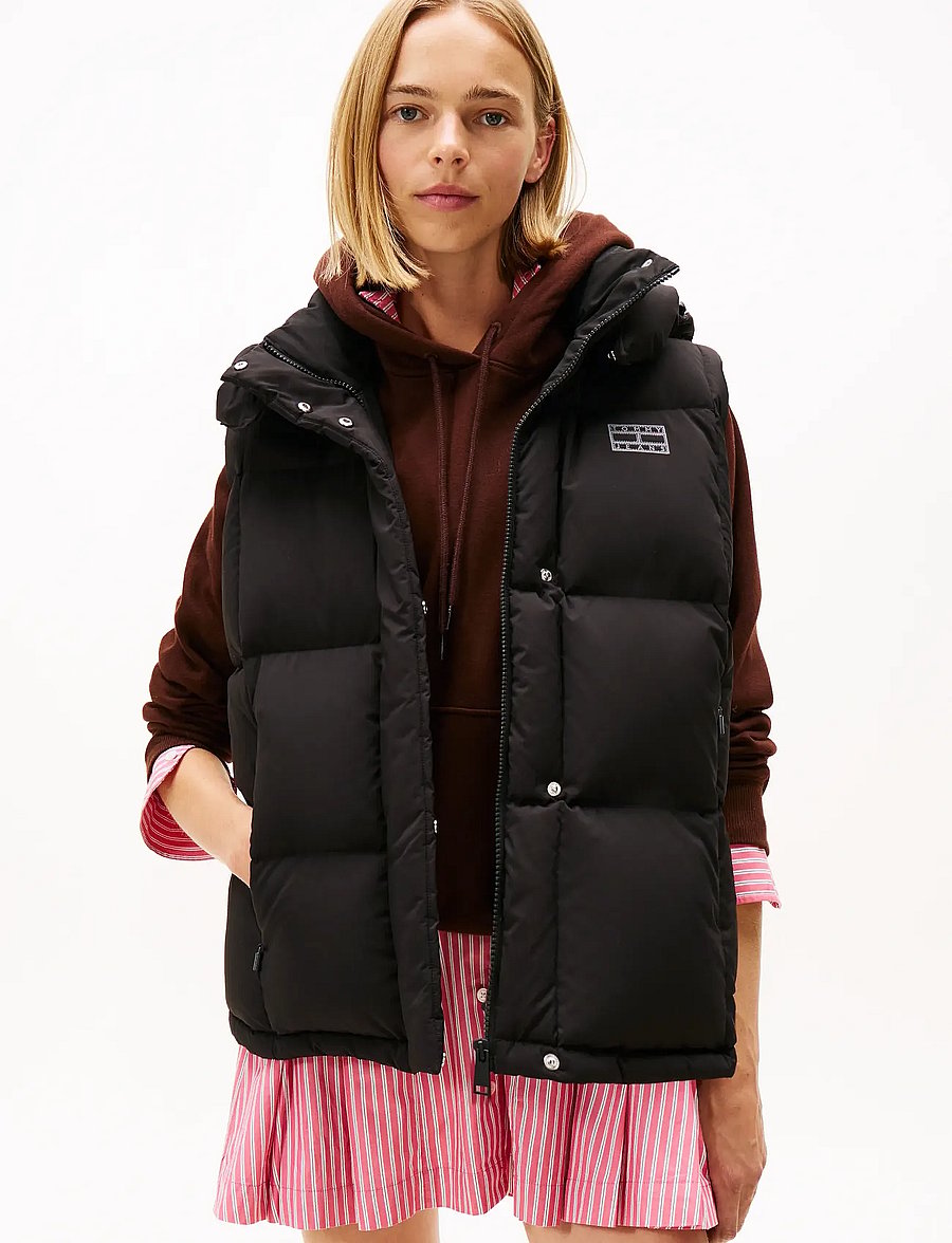 Tommy Jeans - TJW ALASKA GRID DOWN VEST - vestes de printemps - black - 0