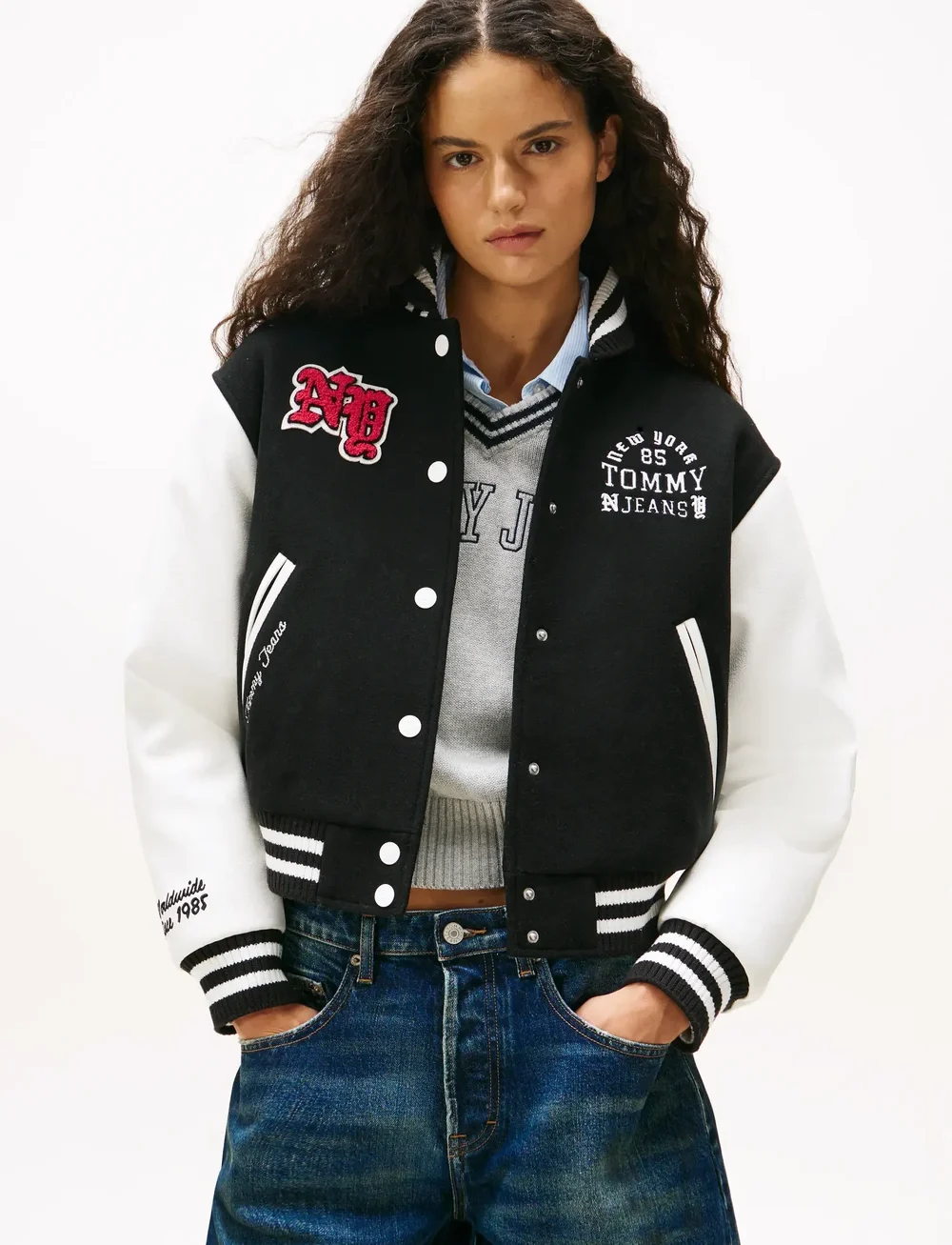 Tommy Jeans - TJW WOOL VARSITY JACKET - ulljackor - black - 0