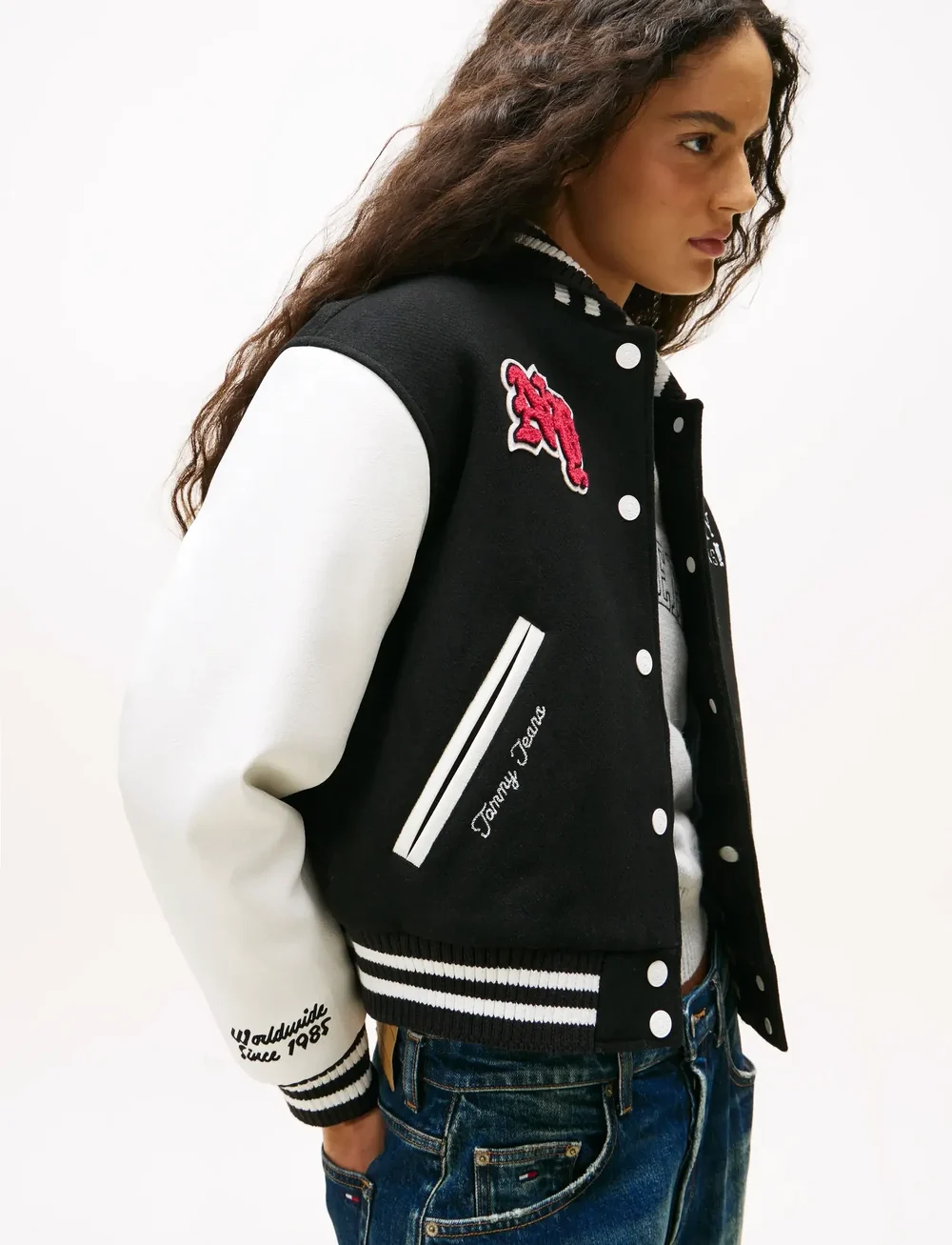 Tommy Jeans - TJW WOOL VARSITY JACKET - ulljackor - black - 4