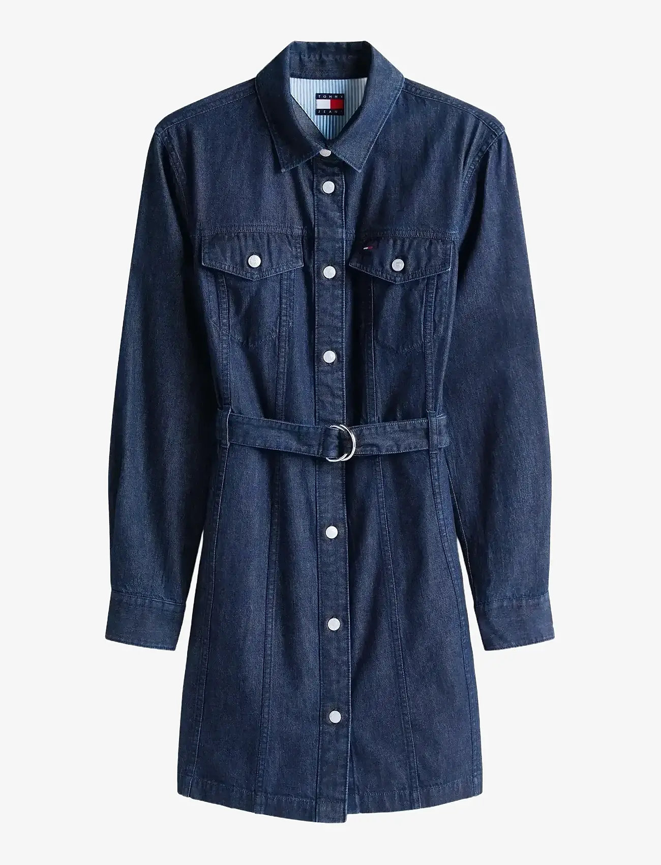 Tommy Jeans - DENIM BELTED DRESS - hemdkleider - denim dark - 1