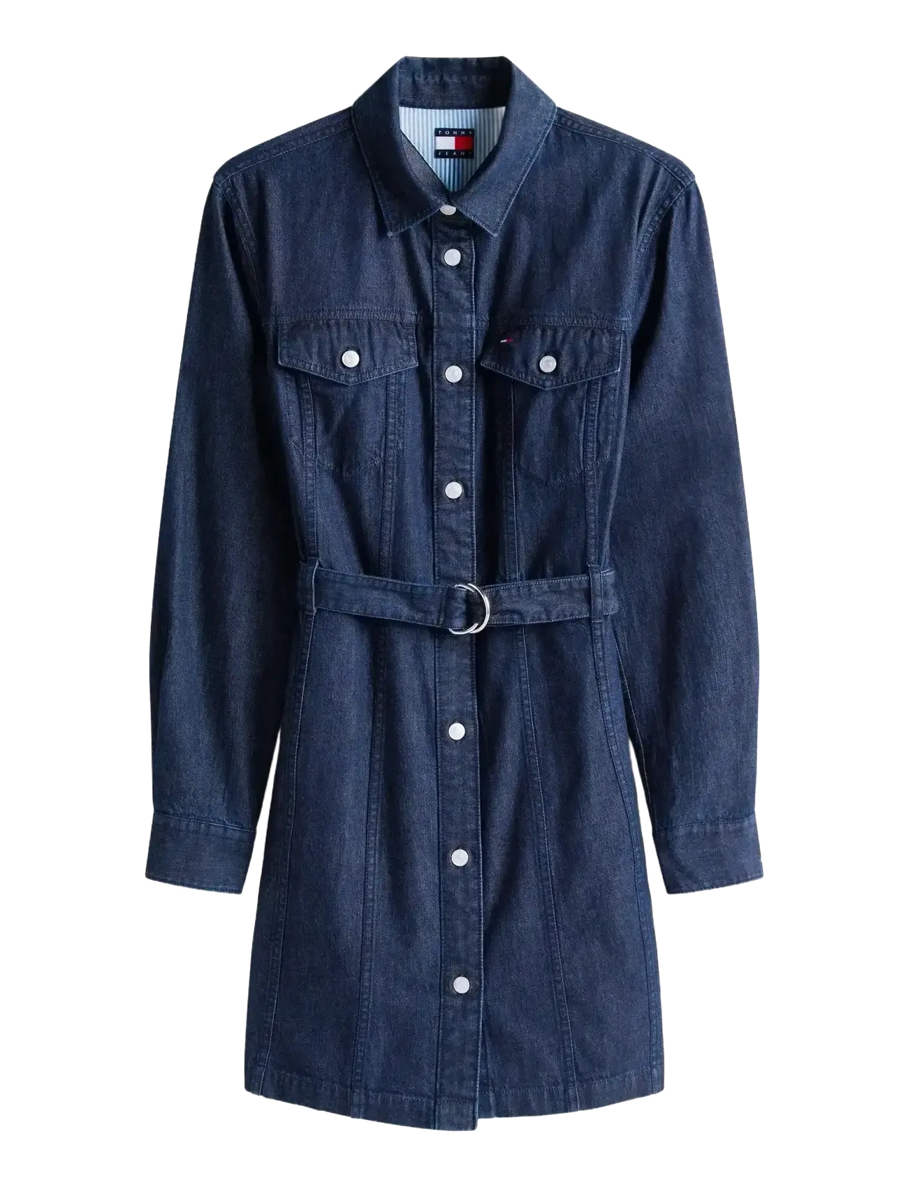 Tommy Jeans DENIM BELTED DRESS - Skjortekjoler - DENIM DARK / blue