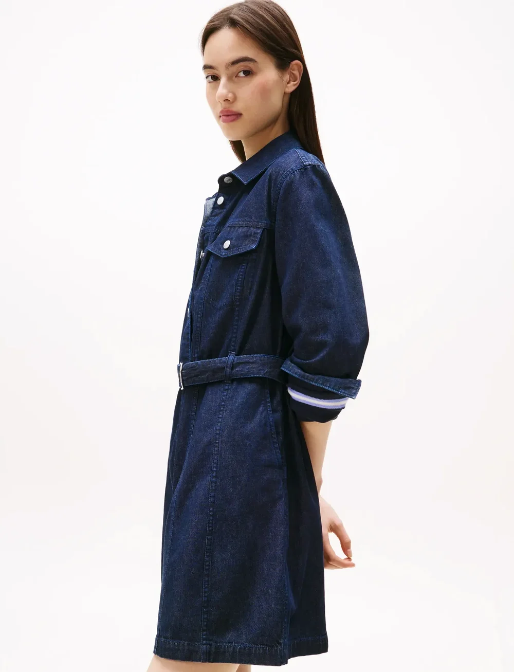 Tommy Jeans - DENIM BELTED DRESS - hemdkleider - denim dark - 2