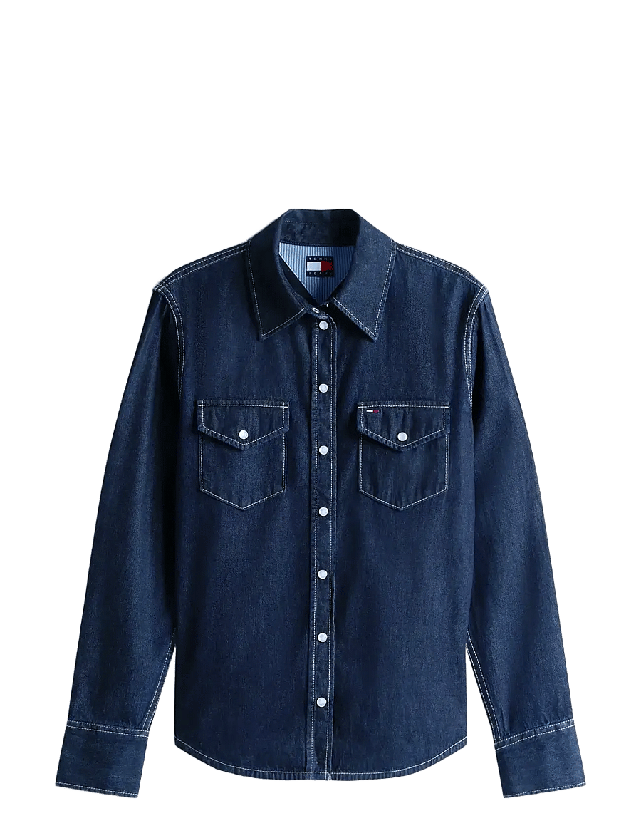 Tommy Jeans - REGULAR FIT LS SHIRT DARK BLUE - jeanshemden - denim dark - 1