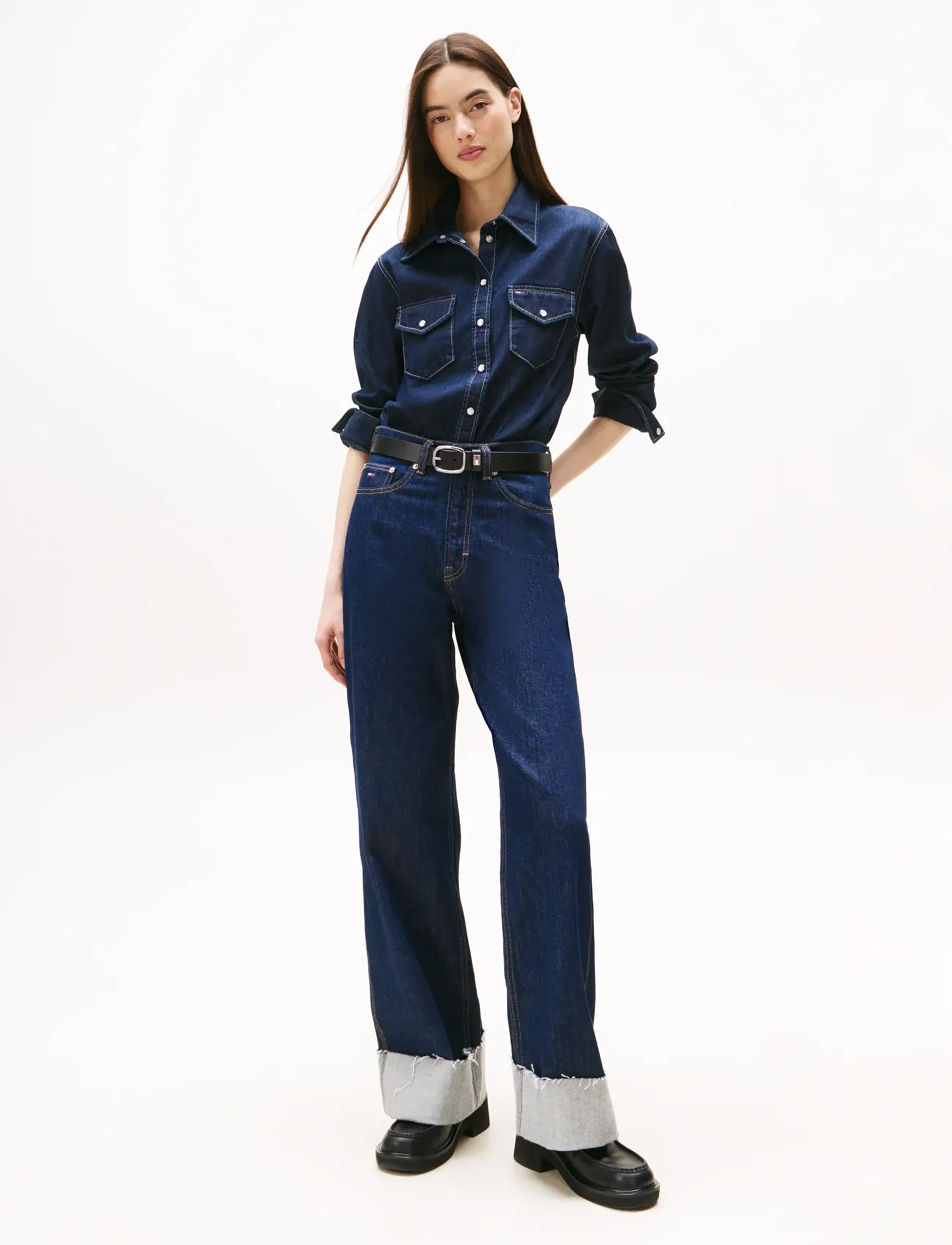 Tommy Jeans - REGULAR FIT LS SHIRT DARK BLUE - jeansskjortor - denim dark - 2