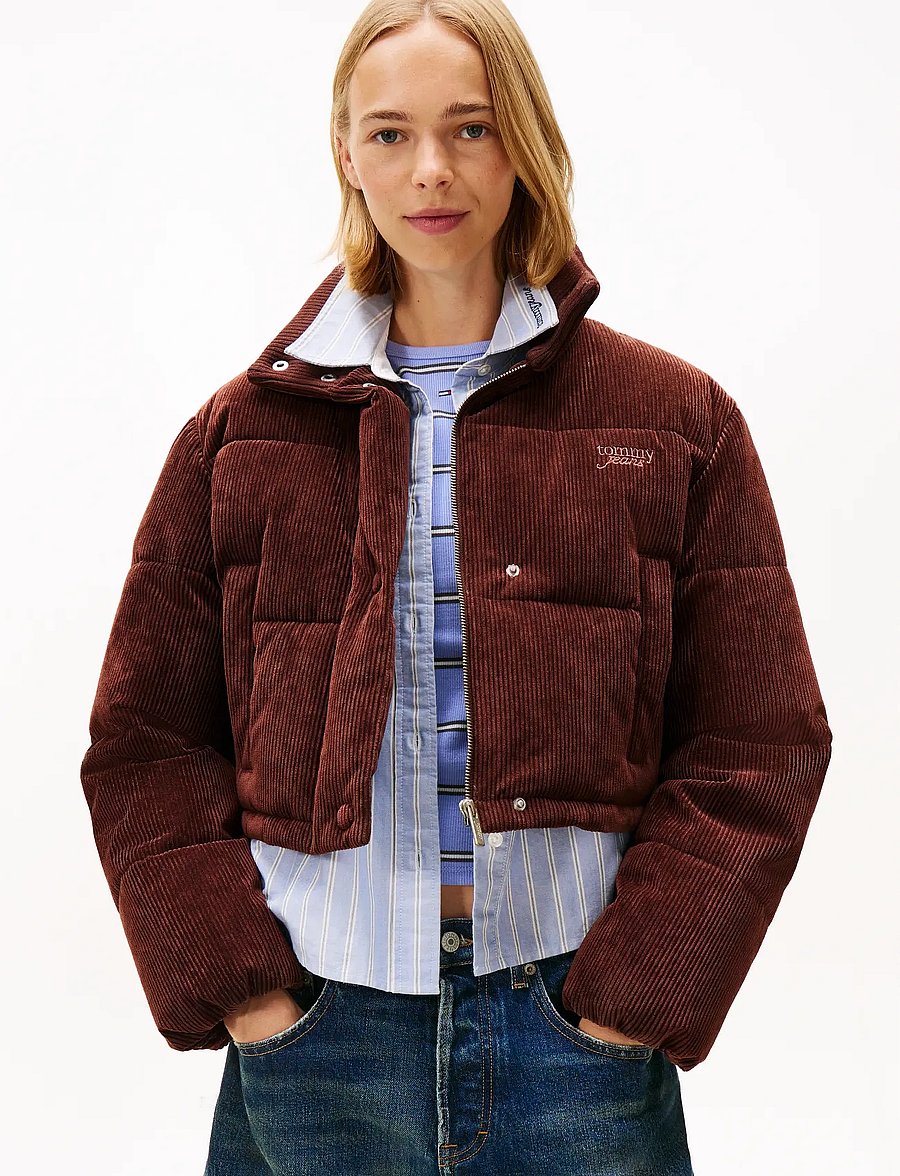 Tommy Jeans - TJW CORD PUFFER JACKET EXT - talvejoped - rich brown - 0