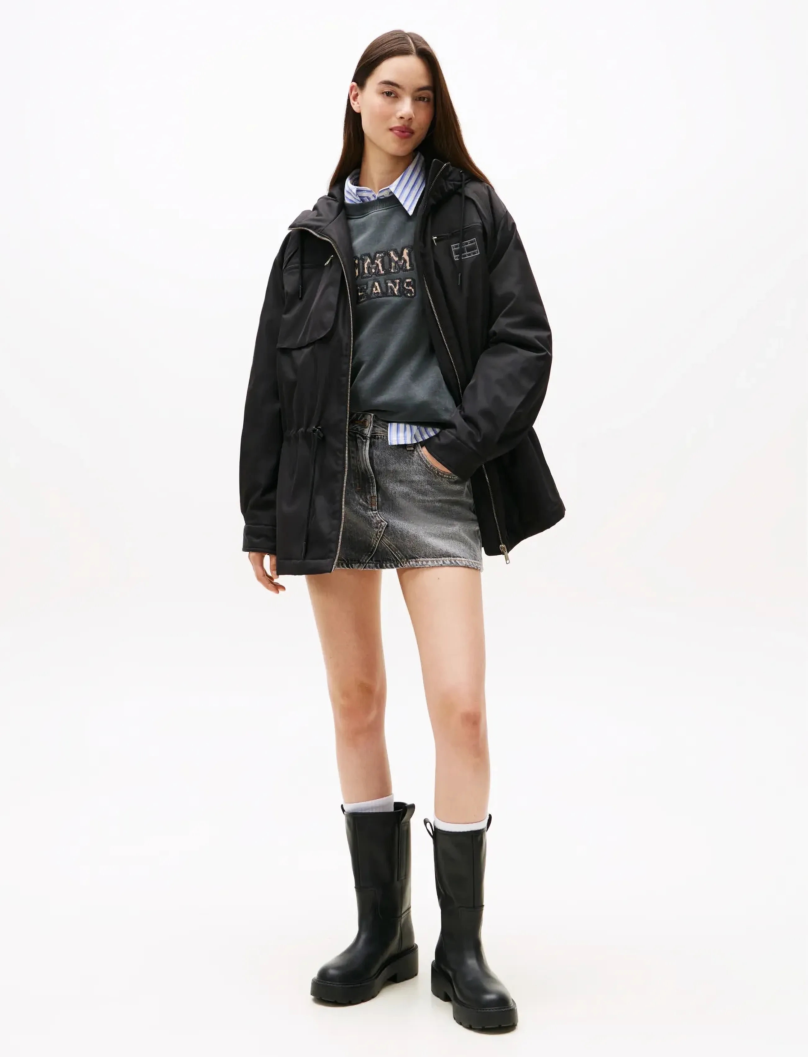 Tommy Jeans Tjw Midi Parka, XS, Oberbekleidung, Schwarz - Parka Coats, Frauen
