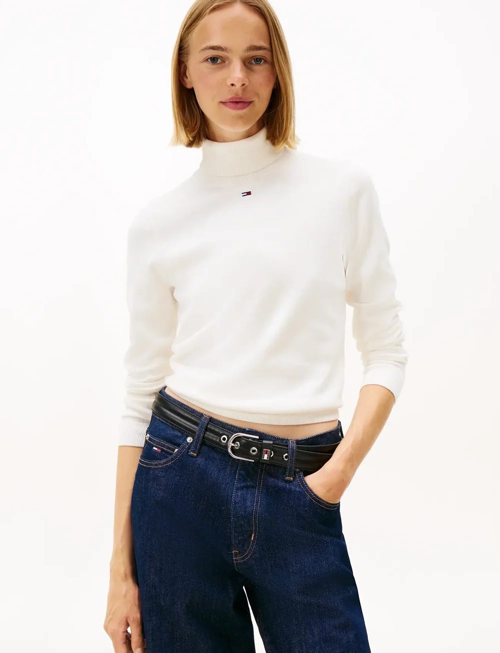 Tommy Jeans - TJW ESSENTIAL TRTLNK SWEATER - turtlenecks - ancient white - 0