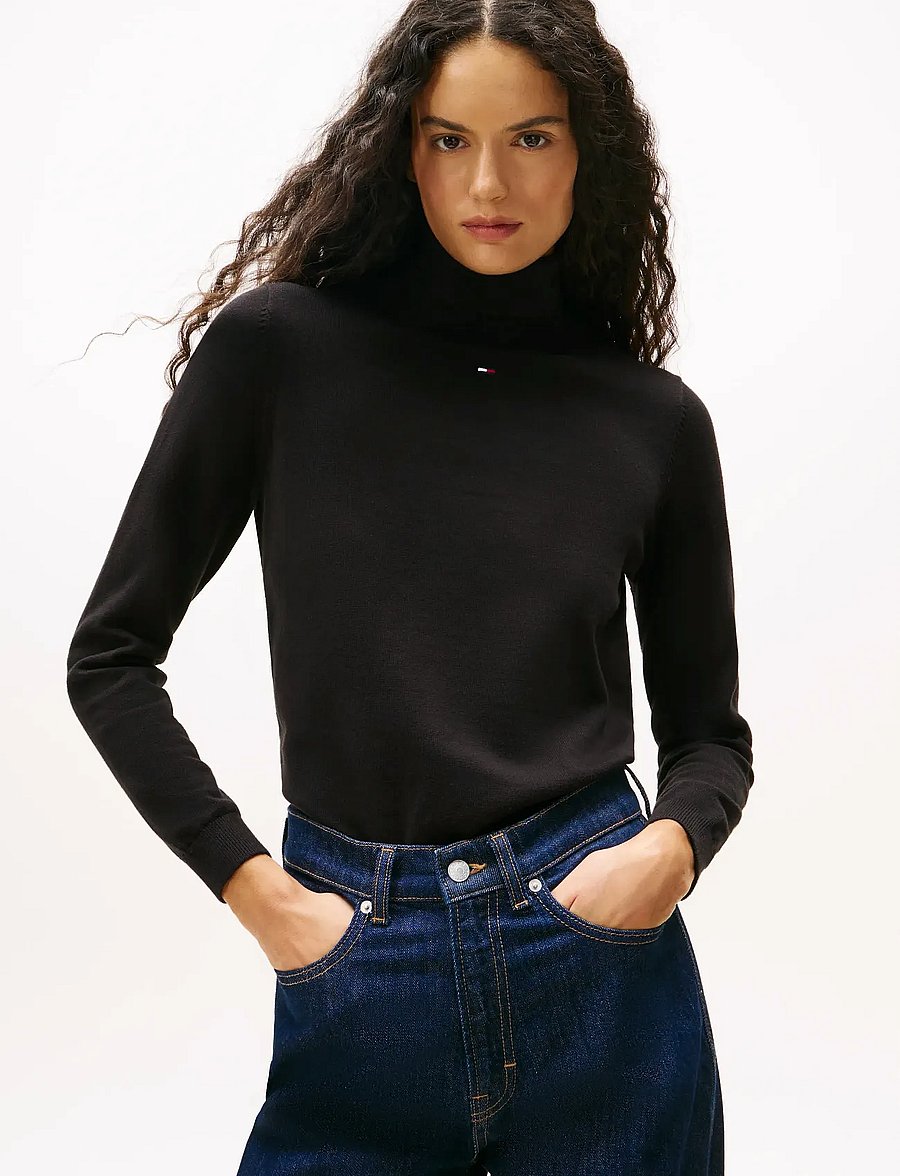 Tommy Jeans - TJW ESSENTIAL TRTLNK SWEATER - rullekraver - black - 0